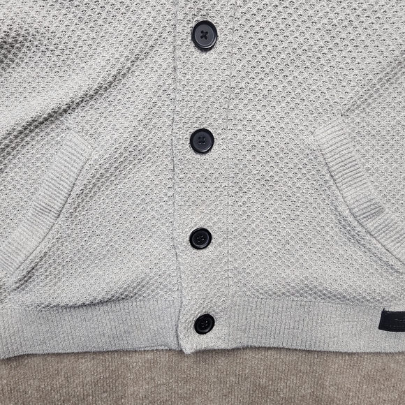 Hollister Shawl Collar Knit Button Cardigan Sweater Small Gray Y2K Preppy - Picture 14 of 15